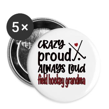 Stolze Feldhockey-Großmutter Feldhockeyspieler Oma - Buttons groß 56 mm (5er Pack) - Weiß - Vorne