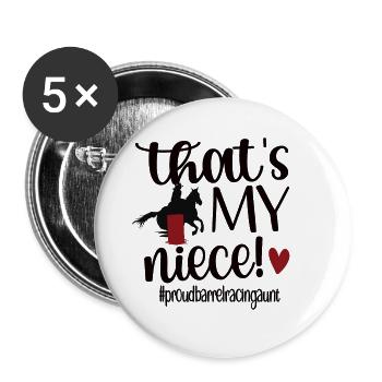 Meilleur cadeau de tante de course de baril Barrel Racer - Lot de 5 grands badges (56 mm) - blanc - Devant