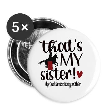 Fassrennen-Bruder Bester Barrel Racing Bruder - Buttons groß 56 mm (5er Pack) - Weiß - Vorne