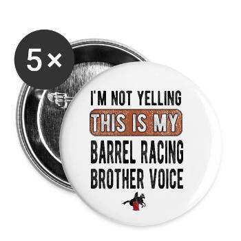 Fassrennen-Bruder Barrel Racing Bruder Geschenk - Buttons groß 56 mm (5er Pack) - Weiß - Vorne