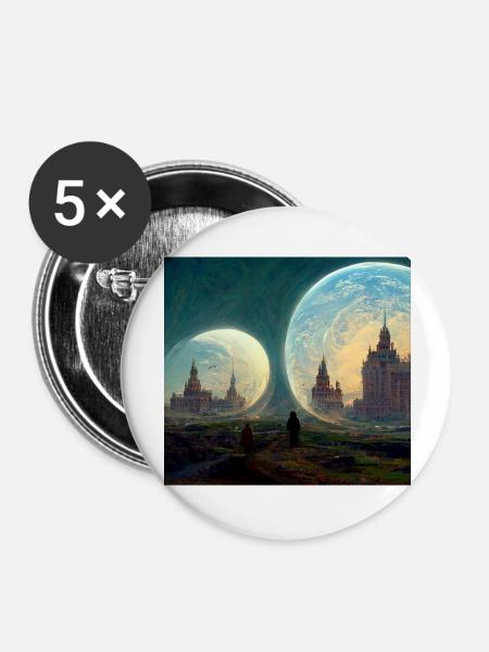 Parallele Welten - Buttons groß 56 mm (5er Pack) - Weiß