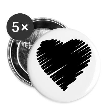 Scribble Heart - Buttons large 2.2''/56 mm (5-pack) - white - Front