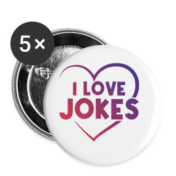J’aime les blagues coeur - Lot de 5 grands badges (56 mm) - blanc - Devant