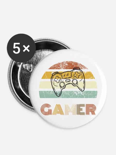 Gamer - Buttons groß 56 mm (5er Pack) - Weiß