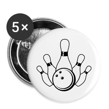 Bowling, frappe en noir et blanc - Lot de 5 grands badges (56 mm) - blanc - Devant