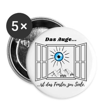 Das Auge ist das Fenster zur Seele :) - Buttons groß 56 mm (5er Pack) - Weiß - Vorne