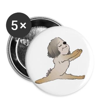 Un bichon havanais fait un cadeau pour les amateurs de yoga - Lot de 5 grands badges (56 mm) - blanc - Devant