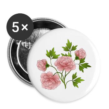 Fleur - Lot de 5 grands badges (56 mm) - blanc - Devant