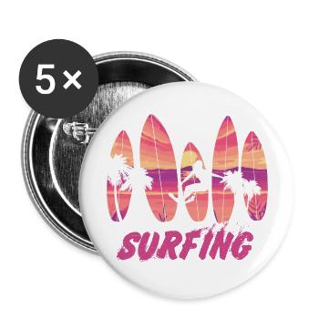 Surfing Surfboard Surfer Geschenksidee - Buttons groß 56 mm (5er Pack) - Weiß - Vorne