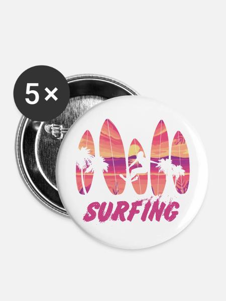 Surfing Surfboard Surfer Geschenksidee - Buttons groß 56 mm (5er Pack) - Weiß