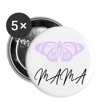 Mama Schmetterling - Buttons groß 56 mm (5er Pack) - Weiß - Vorne