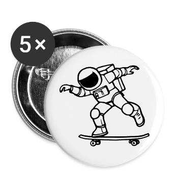 Astronaut rides skateboard space astronauts - Buttons large 2.2''/56 mm (5-pack) - white - Front