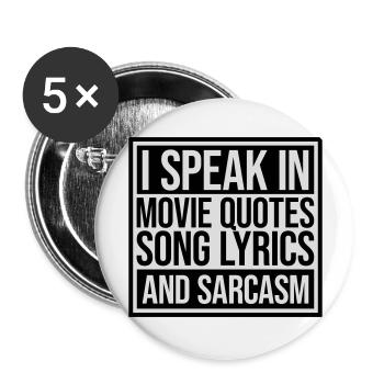 parler des paroles et du sarcasme - Lot de 5 grands badges (56 mm) - blanc - Devant