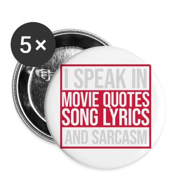 parler des paroles et du sarcasme - Lot de 5 grands badges (56 mm) - blanc - Devant