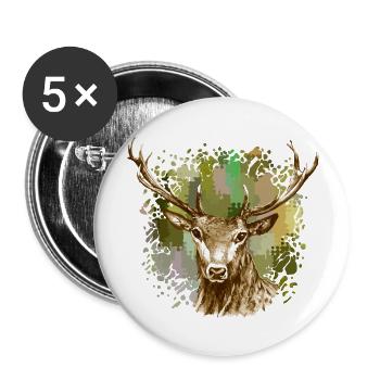 Cerf - Lot de 5 grands badges (56 mm) - blanc - Devant
