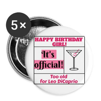 I love clothes / Happy Birthday Girl - Buttons large 2.2''/56 mm (5-pack) - white - Front