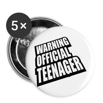 warning official teenager Zitat - Buttons groß 56 mm (5er Pack) - Weiß - Vorne