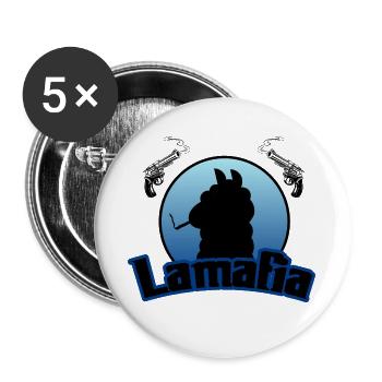 Lamafia (Lama-fia/La Mafia) - Lot de 5 grands badges (56 mm) - blanc - Devant