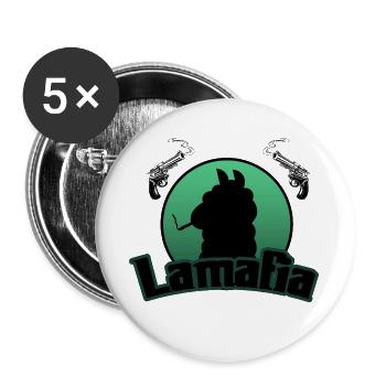 Lamafia (Lama-fia/La Mafia) - Lot de 5 grands badges (56 mm) - blanc - Devant