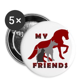 horse, dog and cat, I love animals - Buttons large 2.2''/56 mm (5-pack) - white - Front