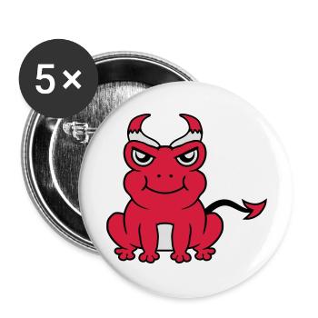 Devil Horns Frog Demon - Buttons large 2.2''/56 mm (5-pack) - white - Front