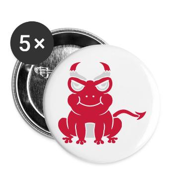 Demon Devil Horns Frog - Buttons large 2.2''/56 mm (5-pack) - white - Front