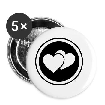 Herzen Symbol - Buttons groß 56 mm (5er Pack) - Weiß - Vorne