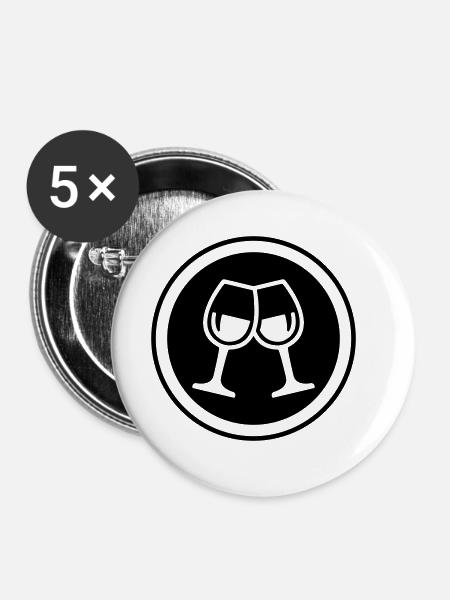 Wein Gläser - Buttons groß 56 mm (5er Pack) - Weiß