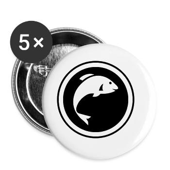 Symbole du poisson - Lot de 5 grands badges (56 mm) - blanc - Devant