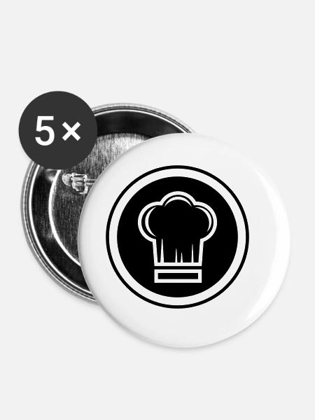 Kochmütze Koch - Buttons groß 56 mm (5er Pack) - Weiß