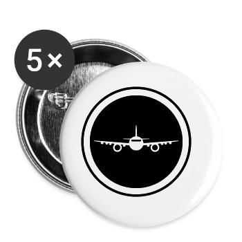 Icône d’avion - Lot de 5 grands badges (56 mm) - blanc - Devant