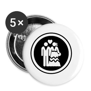 Couple Wedding Bridal Couple - Buttons large 2.2''/56 mm (5-pack) - white - Front