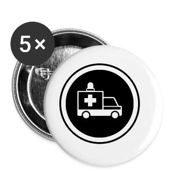 Krankenwagen Ambulance - Buttons groß 56 mm (5er Pack) - Weiß - Vorne