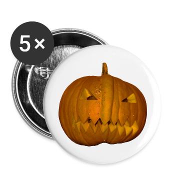 Halloween Kürbis - Buttons groß 56 mm (5er Pack) - Weiß - Vorne
