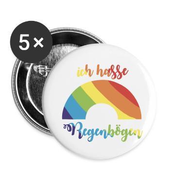 ich hasse Regenbögen - Buttons groß 56 mm (5er Pack) - Weiß - Vorne