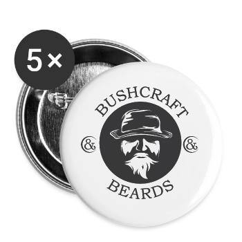 Bushcraft barbe barbe symbole forêt personne forêt nature - Lot de 5 grands badges (56 mm) - blanc - Devant