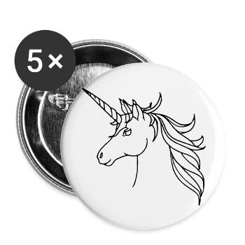 Unicorn Illustration Line Art Gift Idea - Buttons large 2.2''/56 mm (5-pack) - white - Front