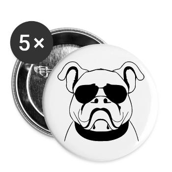 Bulldog dog dogs with sunglasses cool vector - Buttons large 2.2''/56 mm (5-pack) - white - Front