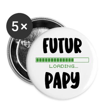 futur papy - Lot de 5 grands badges (56 mm) - blanc - Devant