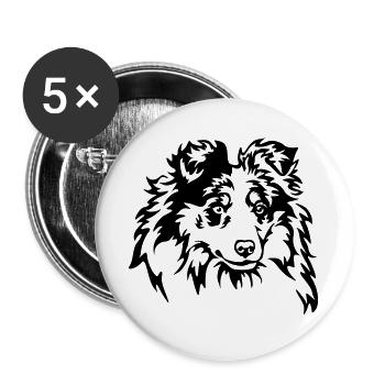 Sheltie Head - Buttons large 2.2''/56 mm (5-pack) - white - Front