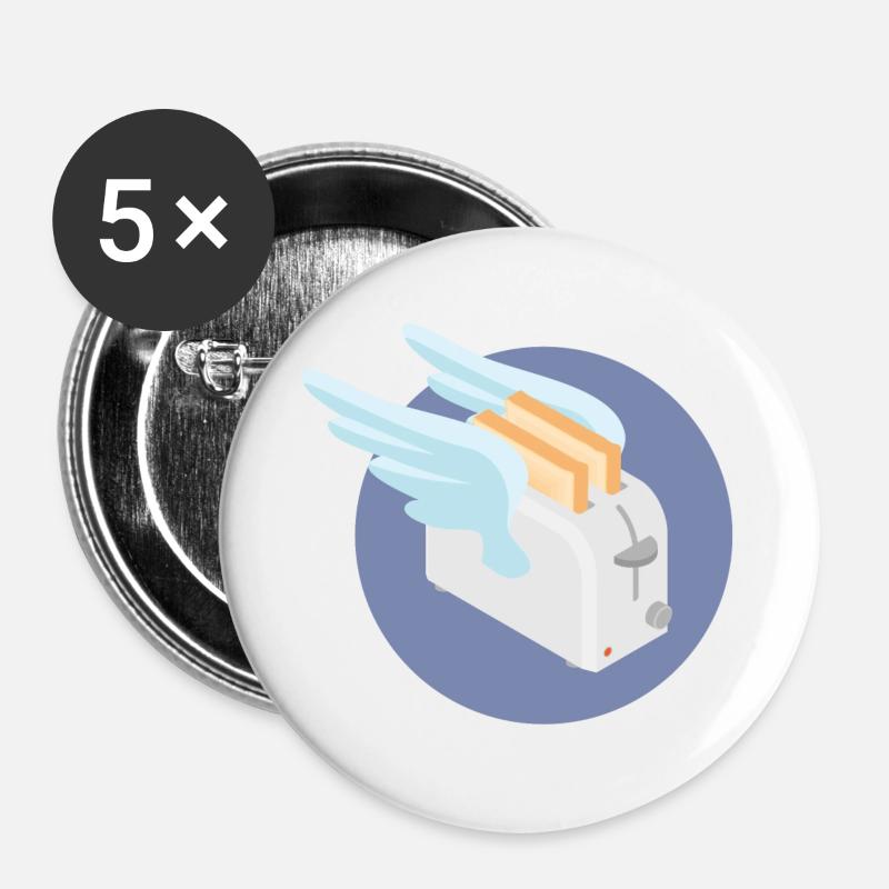 Flying toaster - Buttons large 2.2''/56 mm (5-pack) - white