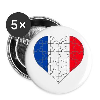 France - Lot de 5 grands badges (56 mm) - blanc - Devant