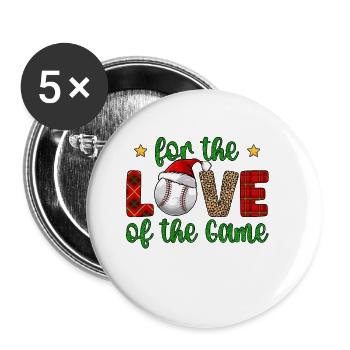 Baseball Christmas Gifts Baseball Player Xmas - Buttons groß 56 mm (5er Pack) - Weiß - Vorne