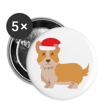 Dog Lovers Christmas Hat Welsh Corgi Pembrok - Lot de 5 grands badges (56 mm) - blanc - Devant