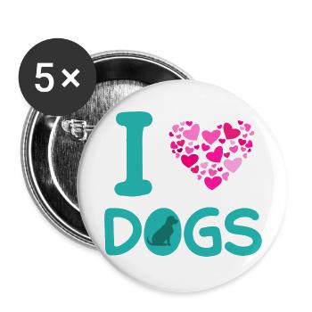 Amoureux des chiens J’aime les chiens - Lot de 5 grands badges (56 mm) - blanc - Devant