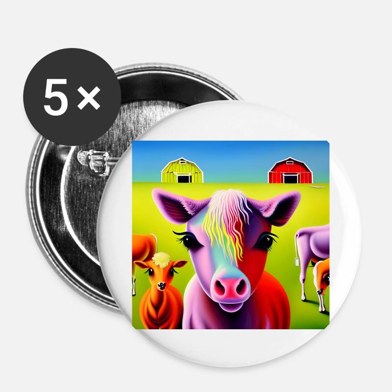 Happy cows - Buttons large 2.2''/56 mm (5-pack) - white