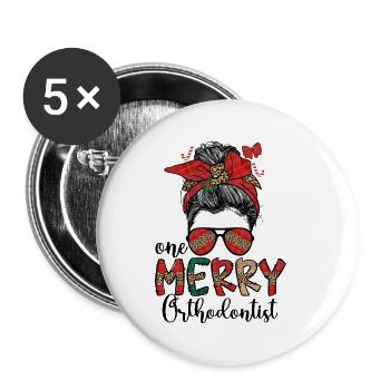Orthodontist Christmas Orthodontic Xmas Gifts - Buttons large 2.2''/56 mm (5-pack) - white - Front