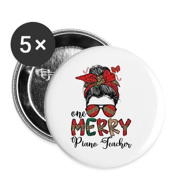 Piano Teacher Christmas Piano Teaching Xmas Gift - Buttons groß 56 mm (5er Pack) - Weiß - Vorne