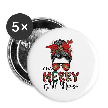 Emergency Room Nurse Christmas ER Nurse Xmas Gifts - Buttons groß 56 mm (5er Pack) - Weiß - Vorne