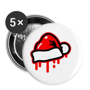 Weihnachten Weihnachtsmütze Xmas Santa - Buttons groß 56 mm (5er Pack) - Weiß - Vorne